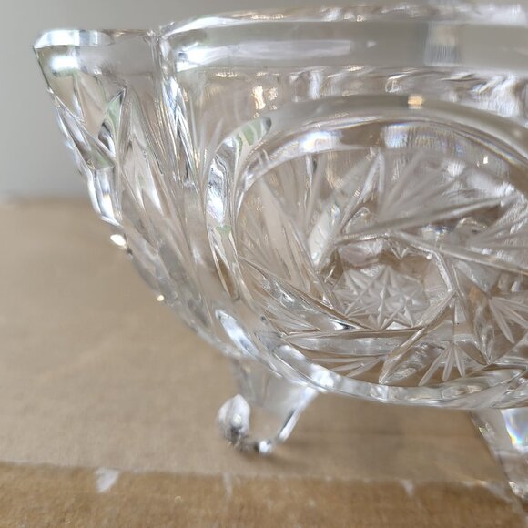 Vintage Cut Crystal Footed Bowl with Etched Star and Pinwheel Design GUC "BIN B" - Picture 5 of 9